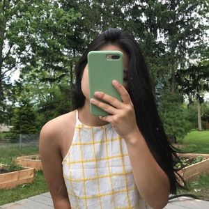 Yello Checkered Ruffle Top